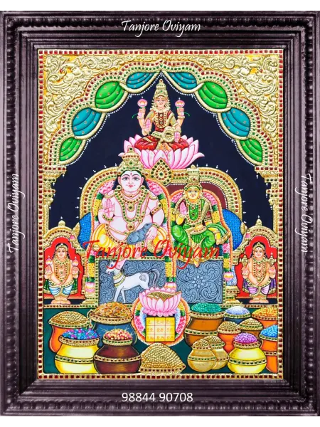 Colorful Kubera Lakshmi Tanjore painting